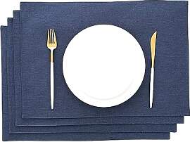 AOKSUNOVA Platzset Stoff Dunkelblau 4er Set