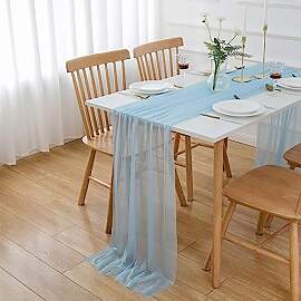 AOKSUNOVA Tischläufer Chiffon Blau Tischläufer