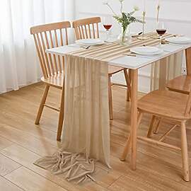 AOKSUNOVA Tischläufer Chiffon Braun 4m x 70cm