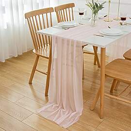 AOKSUNOVA Tischläufer Chiffon Hochzeit Rosa Tüll 