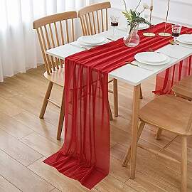 AOKSUNOVA Tischläufer Chiffon Rot 4m x 70cm