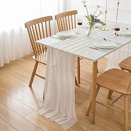 AOKSUNOVA Tischläufer Weiß Chiffon Tischläufer