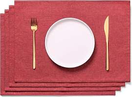 AOKSUNOVA Tischset Stoff Weinrot 4er Set Platzset