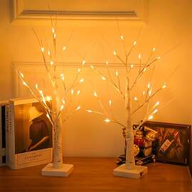 AONAT 2 Stück LED-Birke mit Lichtern,Birke