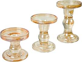Aoneky Bernstein Glas Kerzenhalter - 3 Stück
