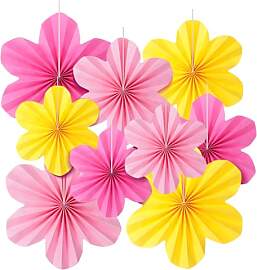 AOOSU Papier Fächer Dekoration, 9 Stück Blumen