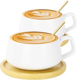 AOOTE Cappuccino Tassen mit Unterteller,2 Stück