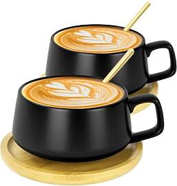 AOOTE Cappuccino Tassen mit Unterteller,2 Stück