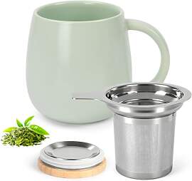 AOOTE Teetasse Mit Sieb Und Deckel, 480 ML, Große 