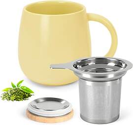 AOOTE Teetasse Mit Sieb Und Deckel, 480 ML, Große 