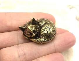 Aorvoras Miniatur schlafende Katze Figur Messing