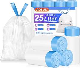 AOSULI 25L Müllbeutel mit Zugband Müllsäcke 40
