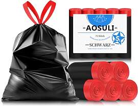 AOSULI 5L Müllbeutel Schwarz Müllsäcke mit