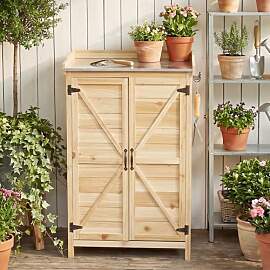 Aoxun Gartenschrank Holz, Pflanztisch mit