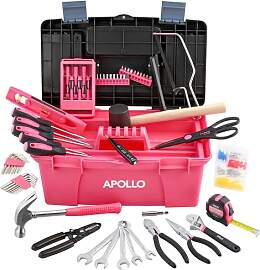 Apollo 170-tlg Pinkes Haushalts Werkzeug-set mit