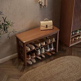AQIMUELE Schuhbank aus Holz, Schuhregal mit 2