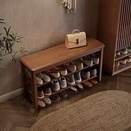 AQIMUELE Schuhbank aus Holz, Schuhregal mit 2