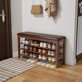 AQIMUELE Schuhregal Bank mit Kissen, 2 Ebenen,