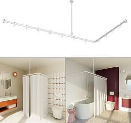 AQUABAD Hastaflex Vario Duschvorhangstange, Weiß, 
