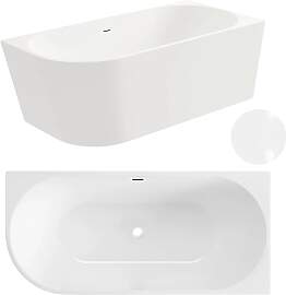AQUAUNO Eckbadewanne freistehend rechts 160x80 cm