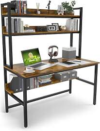 Aquzee Schreibtisch mit Regal, 120 cm Schreibtisch 