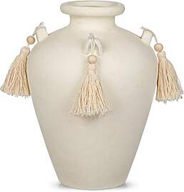 Arborus Vase Beige 24 cm Vintage Vase mit Quasten