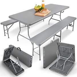 Arebos Bierzeltgarnitur 3-teilig Set Tisch + 2 x