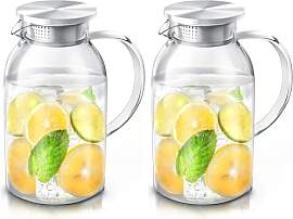 Arendo - 2.3L Glaskaraffe mit Deckel aus Edelstahl 