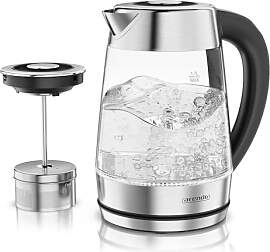 Arendo - 2in1 Glas Wasserkocher mit