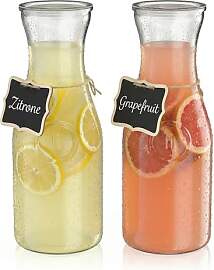 Arendo – 2x Glaskaraffe mit Deckel – 1 Liter