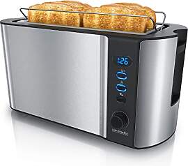Arendo - Edelstahl Toaster Langschlitz 4 Scheiben