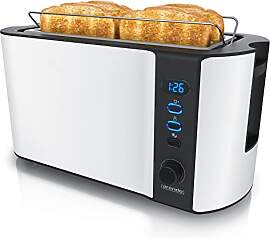 Arendo - Edelstahl Toaster Langschlitz 4 Scheiben, 