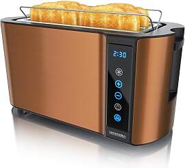 Arendo - Edelstahl Toaster Langschlitz 4 Scheiben- 