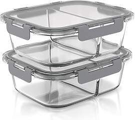 Arendo - Lunchboxen Glas - 2 Fächer -