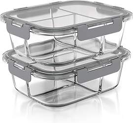 Arendo - Lunchboxen Glas - 3 Fächer -