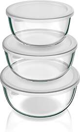 Arendo - Salatschüssel aus Glas mit Deckel -