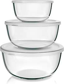 Arendo - Salatschüssel aus Glas mit Deckel -