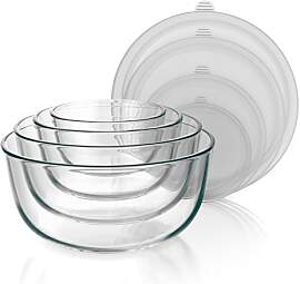 Arendo - Salatschüssel aus Glas mit Deckel -