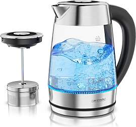 Arendo - Wasserkocher Glas inkl. Teesieb -