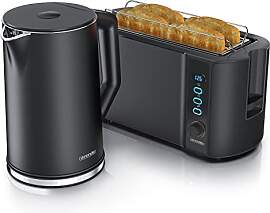 Arendo - Wasserkocher mit Toaster SET Edelstahl