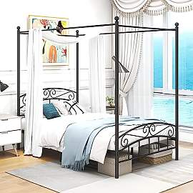 ARFARLY Himmelbett Bettgestell Doppelbett