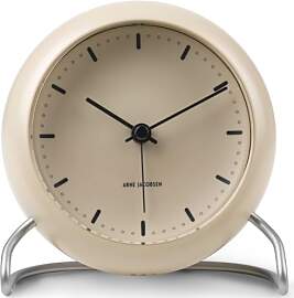 Arne Jacobsen Tischuhr, Kunststoff, beige, 11 cm