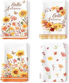 Arquiel 4er Set Geschirrtücher Herbst Blume