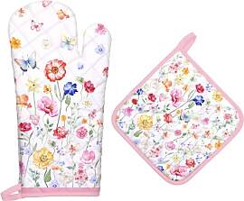 Arquiel Ofenhandschuh und Topflappen Blumen 2er