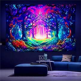 Arsey Schwarzlicht Wandteppich Wald Trippy