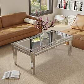 Artloge Couchtisch Silber Kristall Glas: