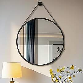 Artloge Spiegel Rund Schwarz 60cm: Wandspiegel mit 