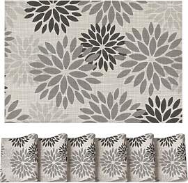 Artoid Mode Blumen Grau Dahlien Herbst PVC
