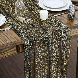 Artoid Mode Gaze Tüll Glitter Folie Schwarz Gold