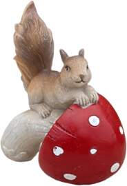 ARTSEWPLY Eichhörnchen-Pilz-Statue Aus Kunstharz